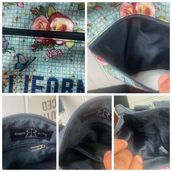 Robin Ruth Crossbody Bag Purse California Blue Floral NWT Small Canvas statement - Picture 7 of 8